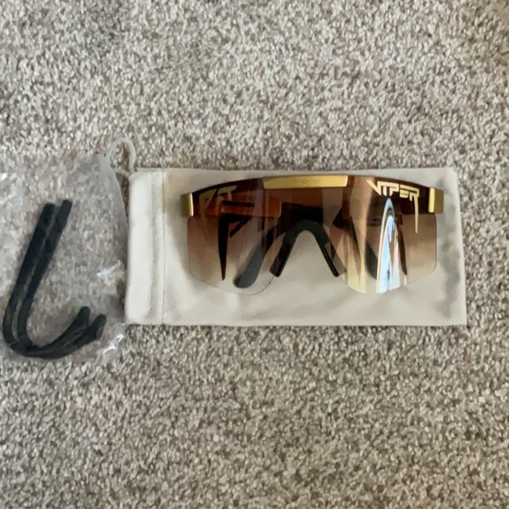 Pit Viper Gold Sunglasses (money counters) new with extra ear piece rubber. - Picture 2 of 5